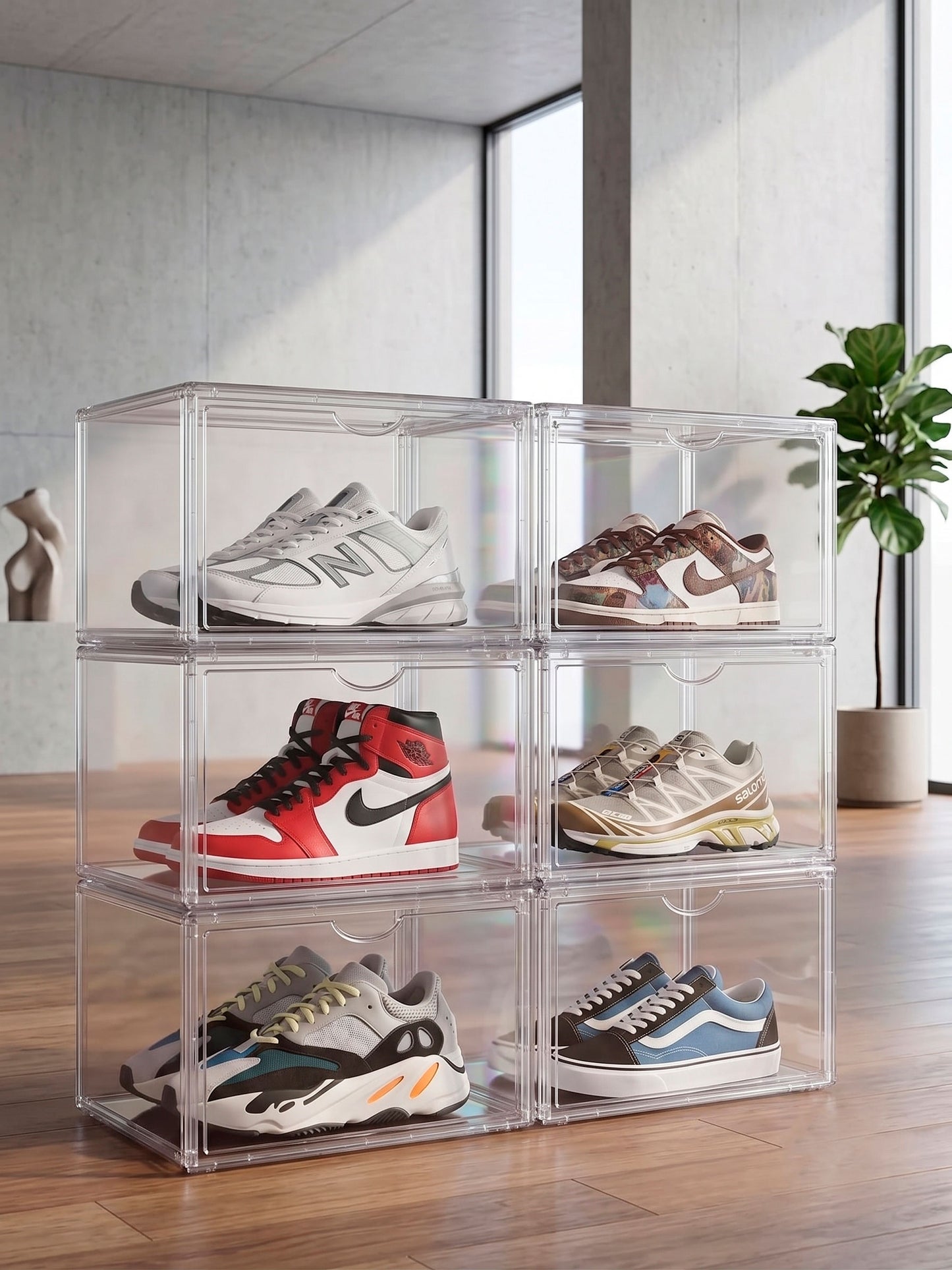 Caja Organizadora de Zapatillas Transparente Apilable con Puerta Frontal